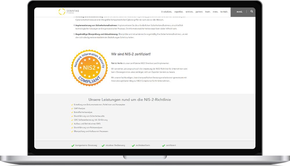 NIS-2-Richtlinie Zertifizert Website